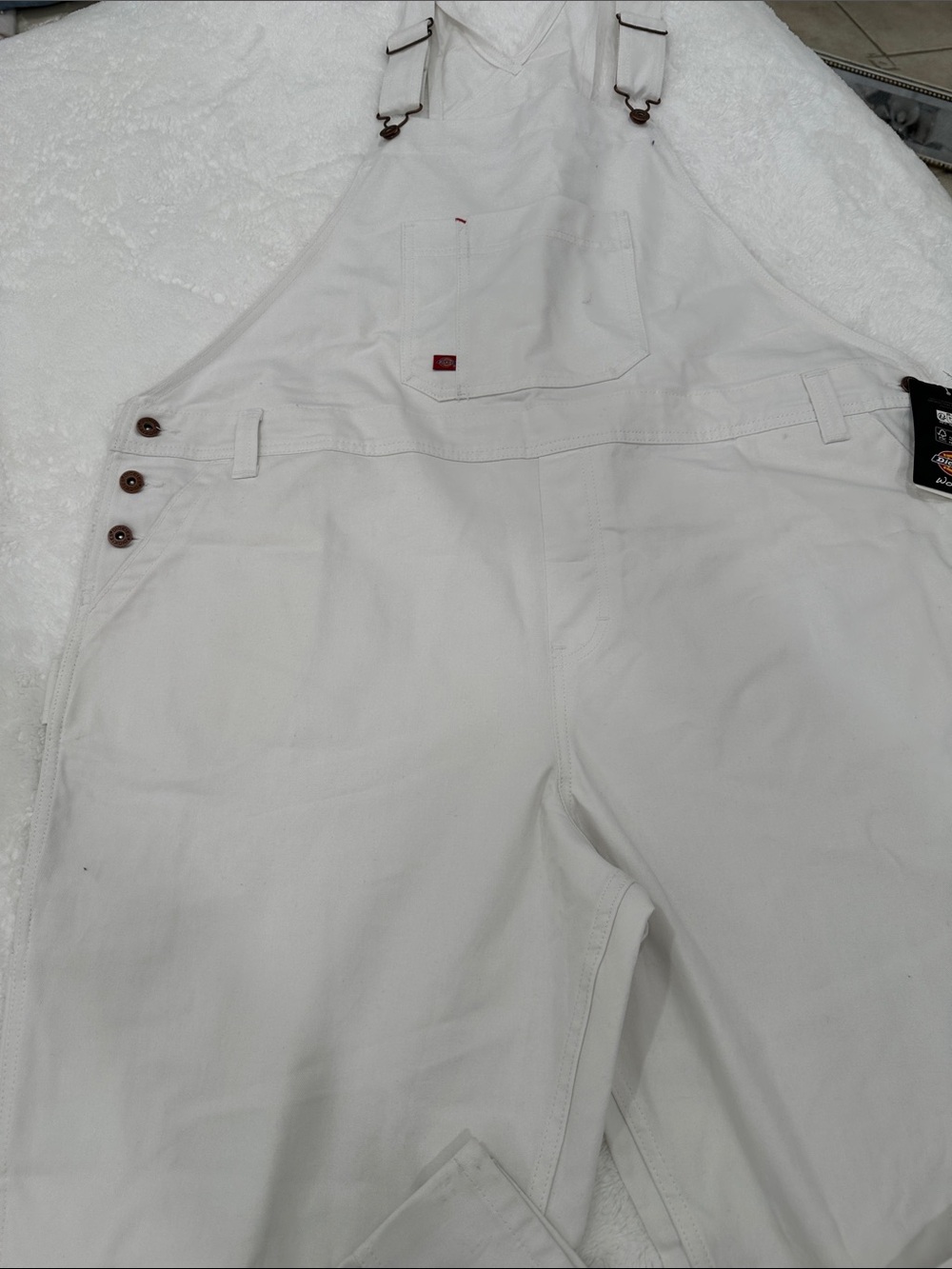 Dickies White Women's Canvas Overalls with Pocket Detail size 2X